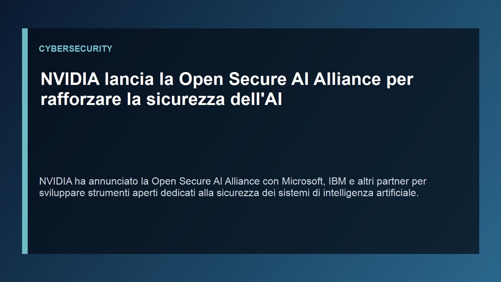 NVIDIA lancia la Open Secure AI Alliance per rafforzare la sicurezza dell'AI