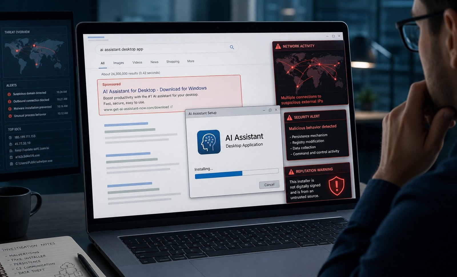 Falsa app di Claude diffusa via Bing Ads: SectopRAT colpisce 29 organizzazioni