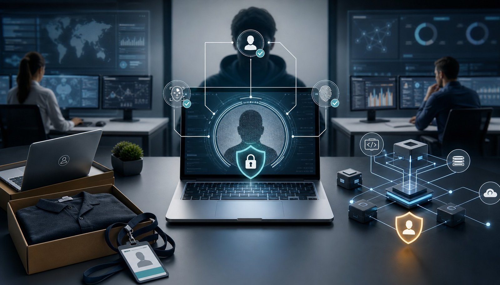 Illustrazione di un processo di onboarding remoto con verifica dell’identità e controlli sugli accessi