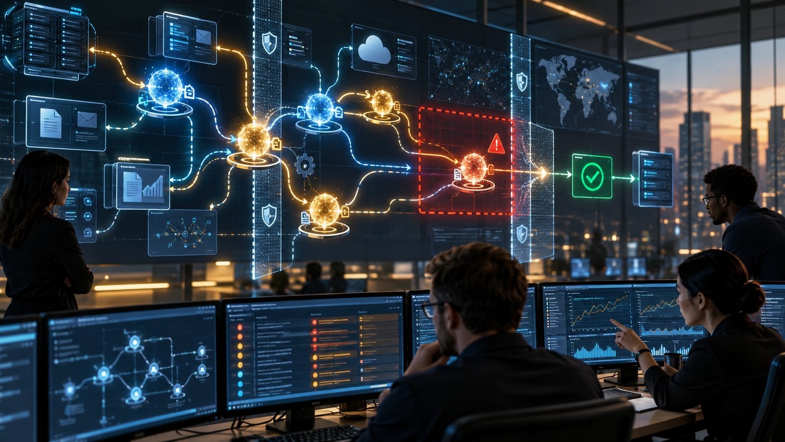 Centro operativo monitora agenti AI e blocca un comportamento anomalo tra sistemi aziendali